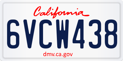 CA license plate 6VCW438