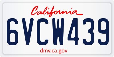 CA license plate 6VCW439