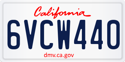 CA license plate 6VCW440