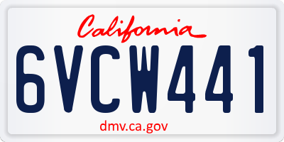 CA license plate 6VCW441