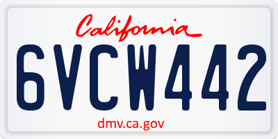 CA license plate 6VCW442