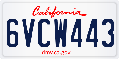 CA license plate 6VCW443