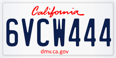 CA license plate 6VCW444