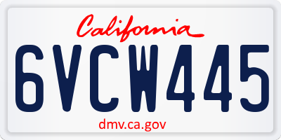 CA license plate 6VCW445