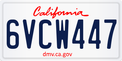 CA license plate 6VCW447