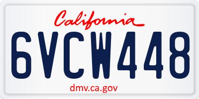CA license plate 6VCW448