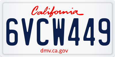 CA license plate 6VCW449