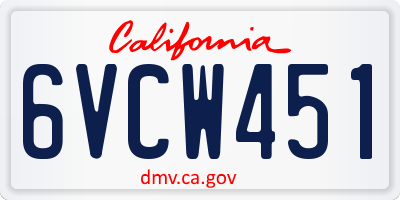 CA license plate 6VCW451