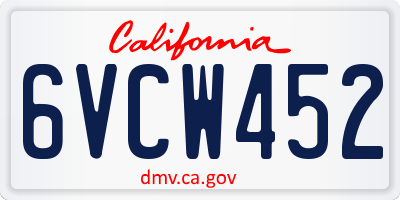 CA license plate 6VCW452