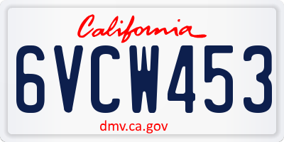 CA license plate 6VCW453