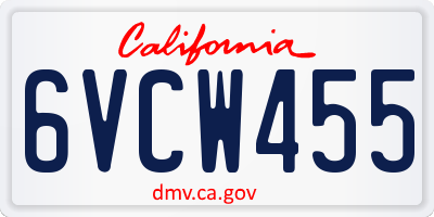 CA license plate 6VCW455