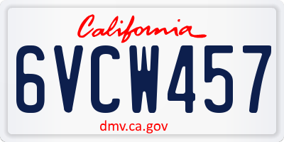 CA license plate 6VCW457