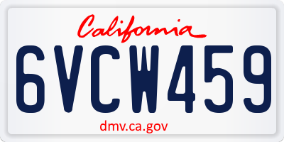CA license plate 6VCW459