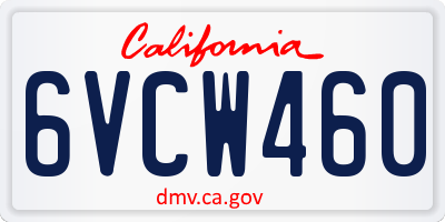 CA license plate 6VCW460