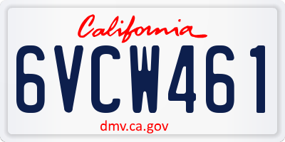 CA license plate 6VCW461