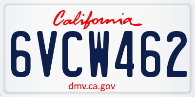 CA license plate 6VCW462