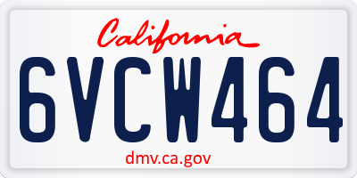 CA license plate 6VCW464