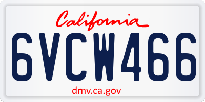 CA license plate 6VCW466
