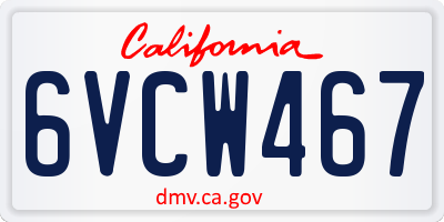 CA license plate 6VCW467