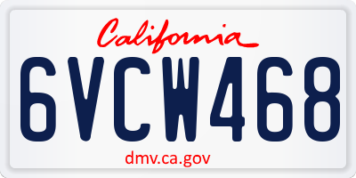 CA license plate 6VCW468