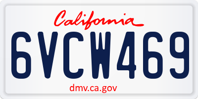 CA license plate 6VCW469