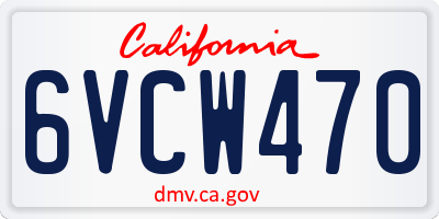 CA license plate 6VCW470