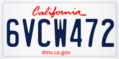 CA license plate 6VCW472