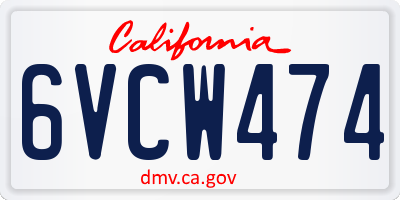 CA license plate 6VCW474