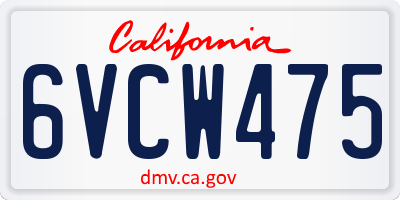 CA license plate 6VCW475