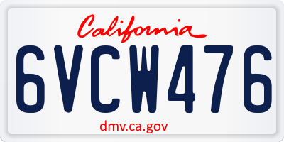 CA license plate 6VCW476