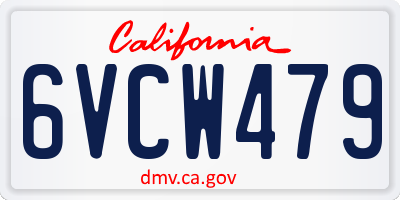 CA license plate 6VCW479