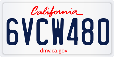 CA license plate 6VCW480