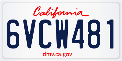 CA license plate 6VCW481
