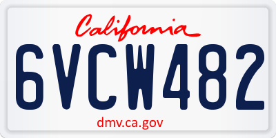 CA license plate 6VCW482
