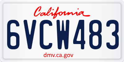 CA license plate 6VCW483