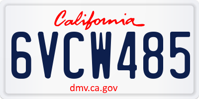 CA license plate 6VCW485