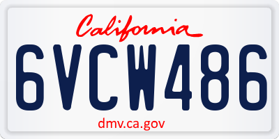 CA license plate 6VCW486