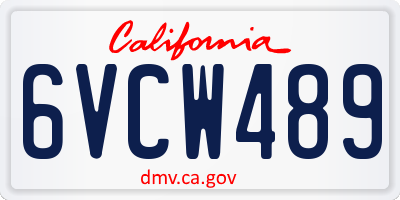 CA license plate 6VCW489