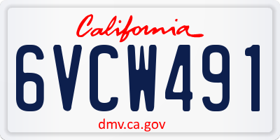 CA license plate 6VCW491