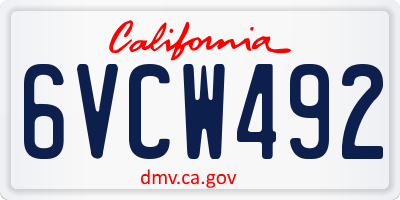 CA license plate 6VCW492