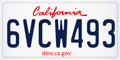CA license plate 6VCW493