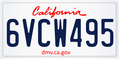 CA license plate 6VCW495