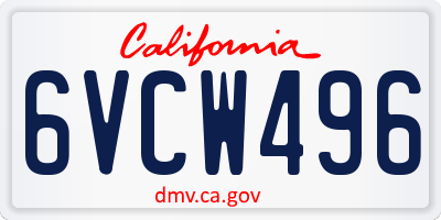 CA license plate 6VCW496