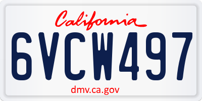 CA license plate 6VCW497