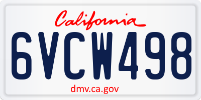 CA license plate 6VCW498