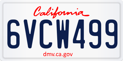CA license plate 6VCW499
