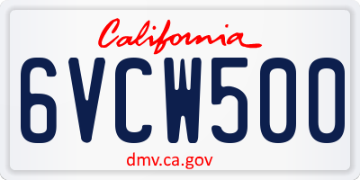 CA license plate 6VCW500