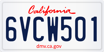 CA license plate 6VCW501