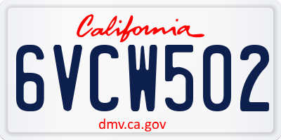 CA license plate 6VCW502
