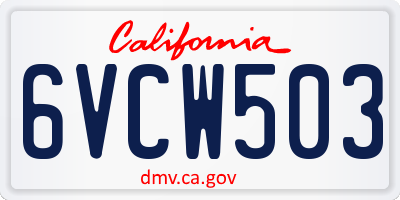 CA license plate 6VCW503